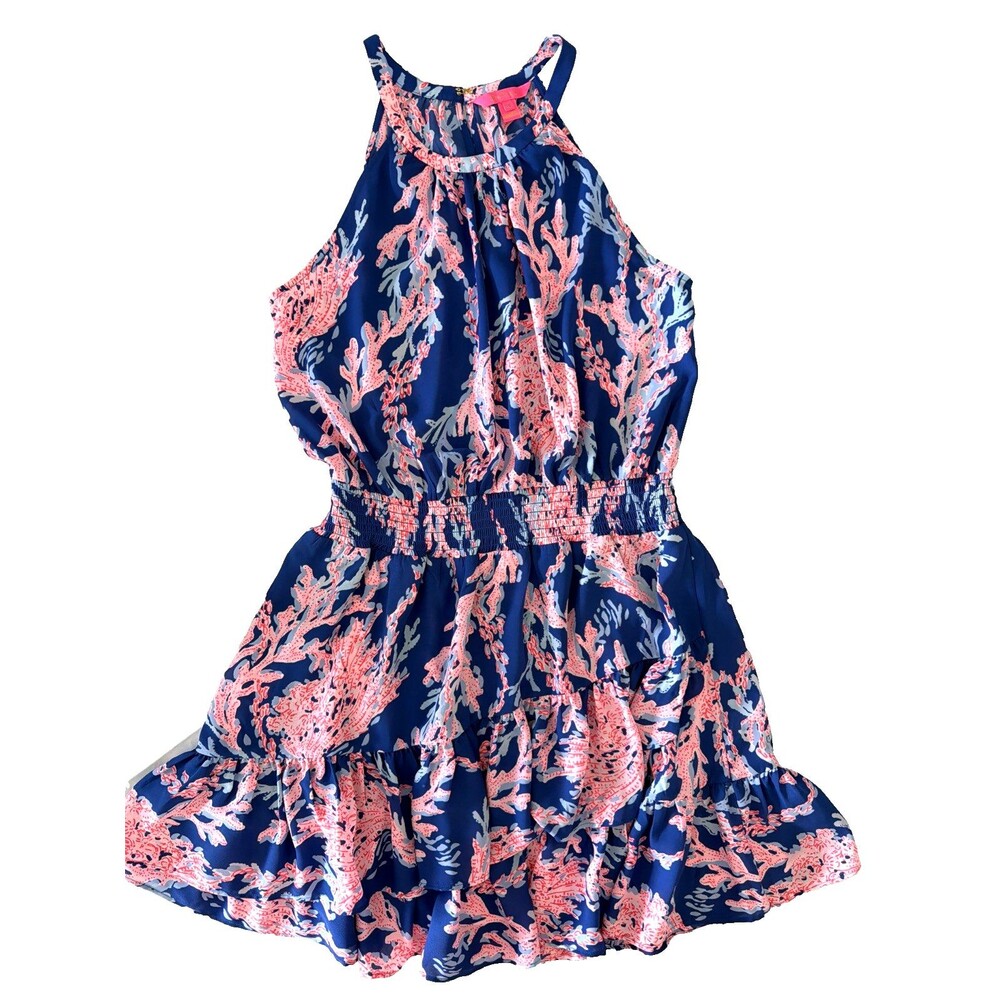 Lilly Pulitzer Pamelyn Dress Borealis Blue Womens 16 Swim On Over All Over Print - Picture 7 of 15
